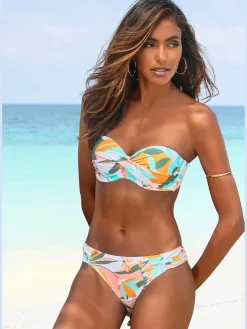 Maillot de bain bandeau à armatures imprimé abstrait