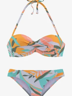 Maillot de bain bandeau à armatures imprimé abstrait