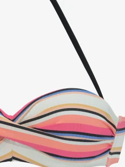 Maillot de bain bandeau à armatures motif rayé tendance