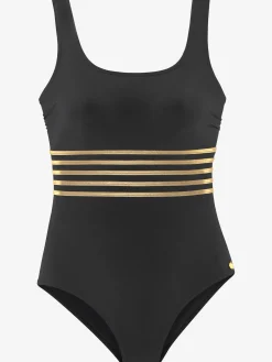 Maillot de bain couleur unie avec détails couleur or
