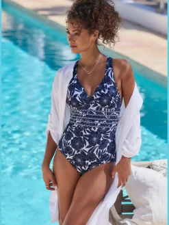 Maillot de bain imprimé floral tendance contrasté