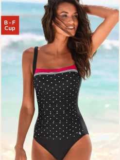 Maillot de bain élégant mélange de rayures et pois