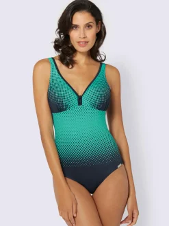 Maillot de bain marine et menthe dos plongeant