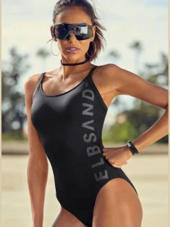 Maillot de bain marque inscrite en couleur contrastée