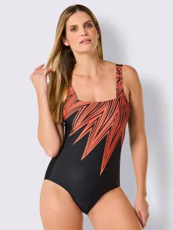 Maillot de bain noir imprimé graphique