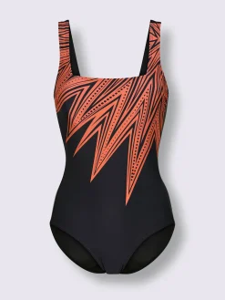 Maillot de bain noir imprimé graphique