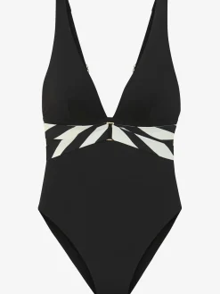Maillot de bain style uni moderne avec détails contrastés