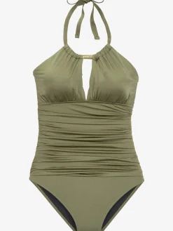 Maillot de bain style uni avec accessoire couleur or