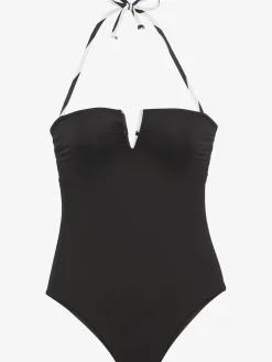Maillot de bain style uni moderne avec détails contrastés