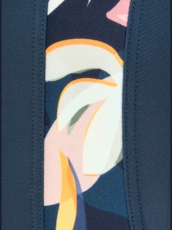 Maillot de bain uni avec empiècements imprimés sur les côtés