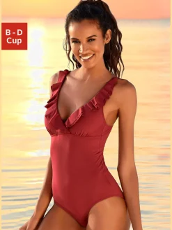 Maillot de bain volant élégant à l'encolure