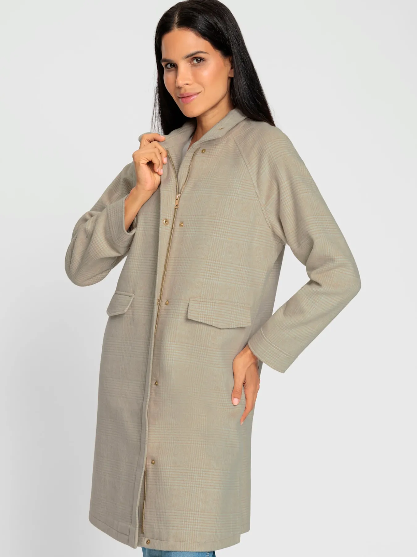Manteau court motif à carreaux