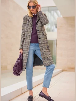 Manteau d'hiver superbe tissage en carreaux