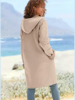 Manteau en imitation cuir manteau avec capuche doublée