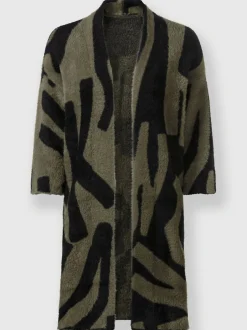 Manteau en tricot fil moelleux à poils longs