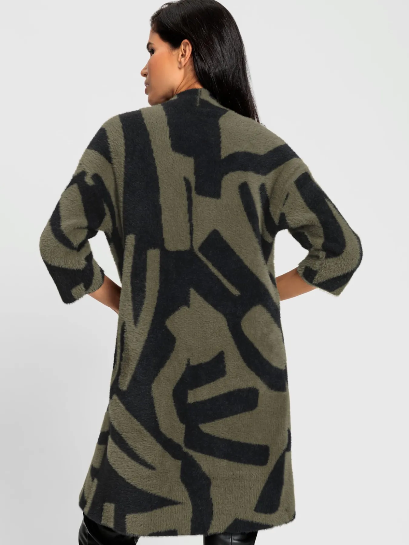 Manteau en tricot fil moelleux à poils longs