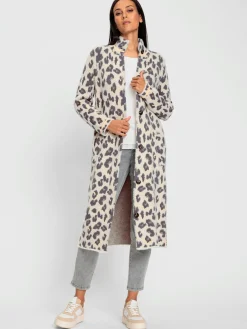 Manteau en tricot joli motif léopard