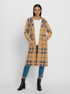 Manteau en tricot motif à carreaux