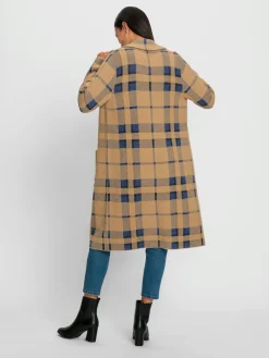 Manteau en tricot motif à carreaux
