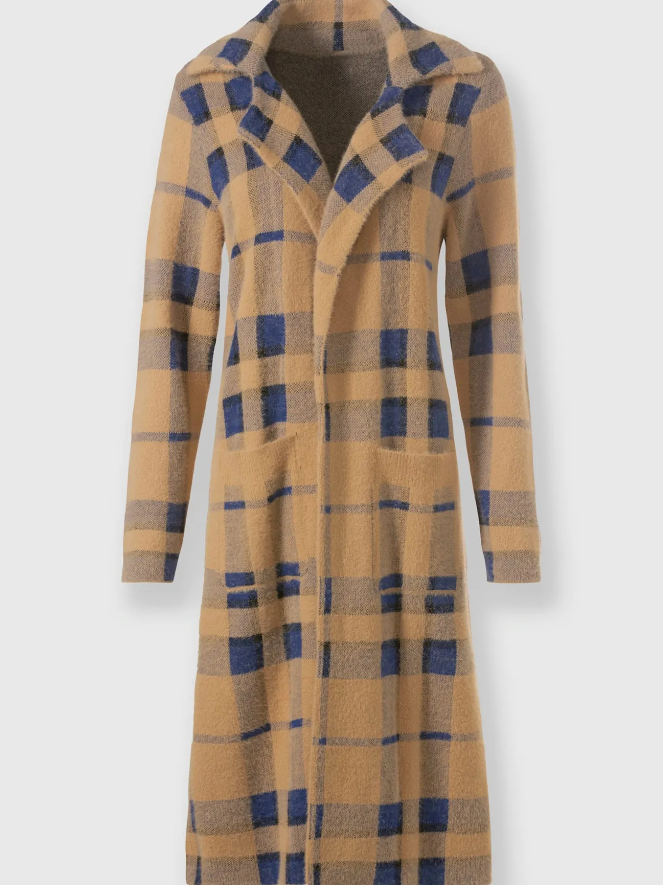 Manteau en tricot motif à carreaux