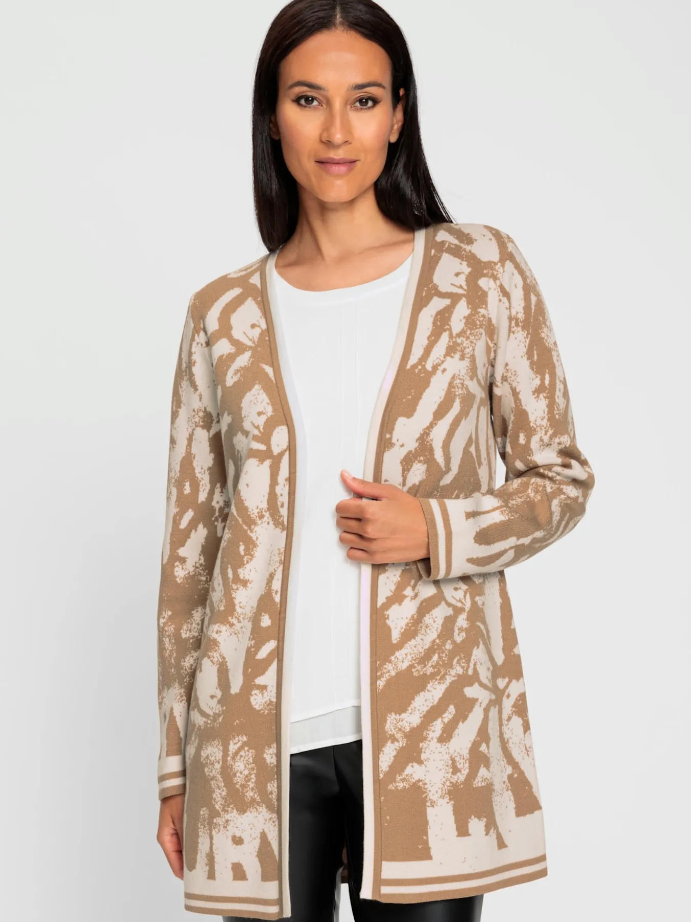 Manteau en tricot motif jacquard tendance
