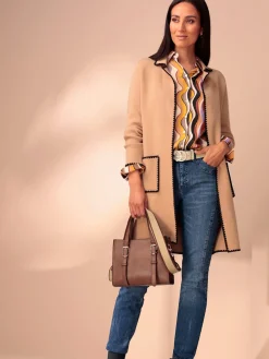 Manteau en tricot superbes coutures contrastées