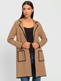 Manteau en tricot superbes coutures contrastées