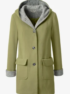 Manteau imitation laine poches plaquées à rabat avec capuche