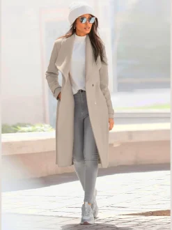 Manteau longueur genou, col à revers