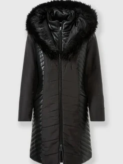 Manteau matelassé capuche avec imitation fourrure amovible
