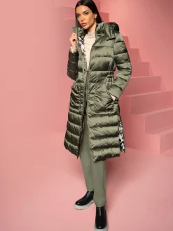 Manteau matelassé velours élastique brillant dans la capuche