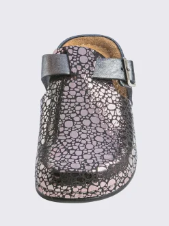 Mules cuir vachette gaufré