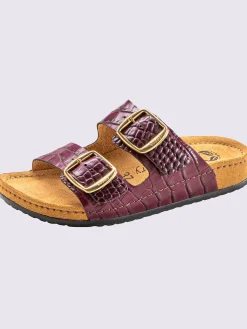 Mules cuir vachette gaufré