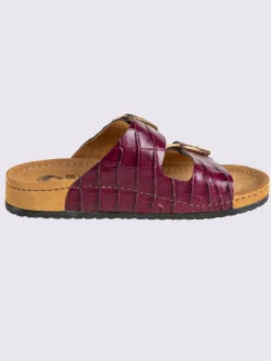 Mules cuir vachette gaufré