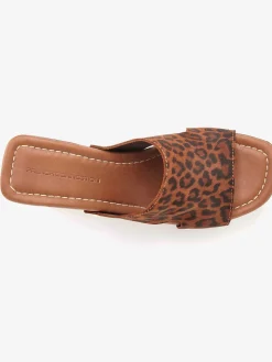 Mules tendance en cuir de qualité et imitation bois mode