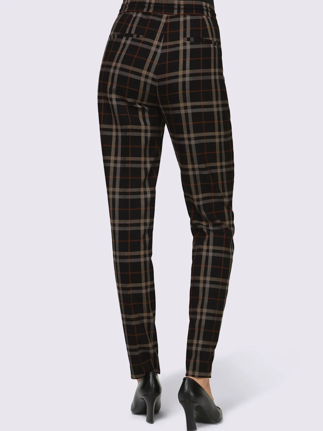 Pantalon à carreaux ceinture élastique, coulisse et lien à nouer