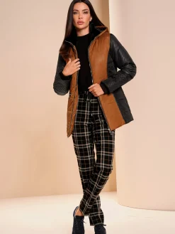 Pantalon à carreaux ceinture élastique, coulisse et lien à nouer