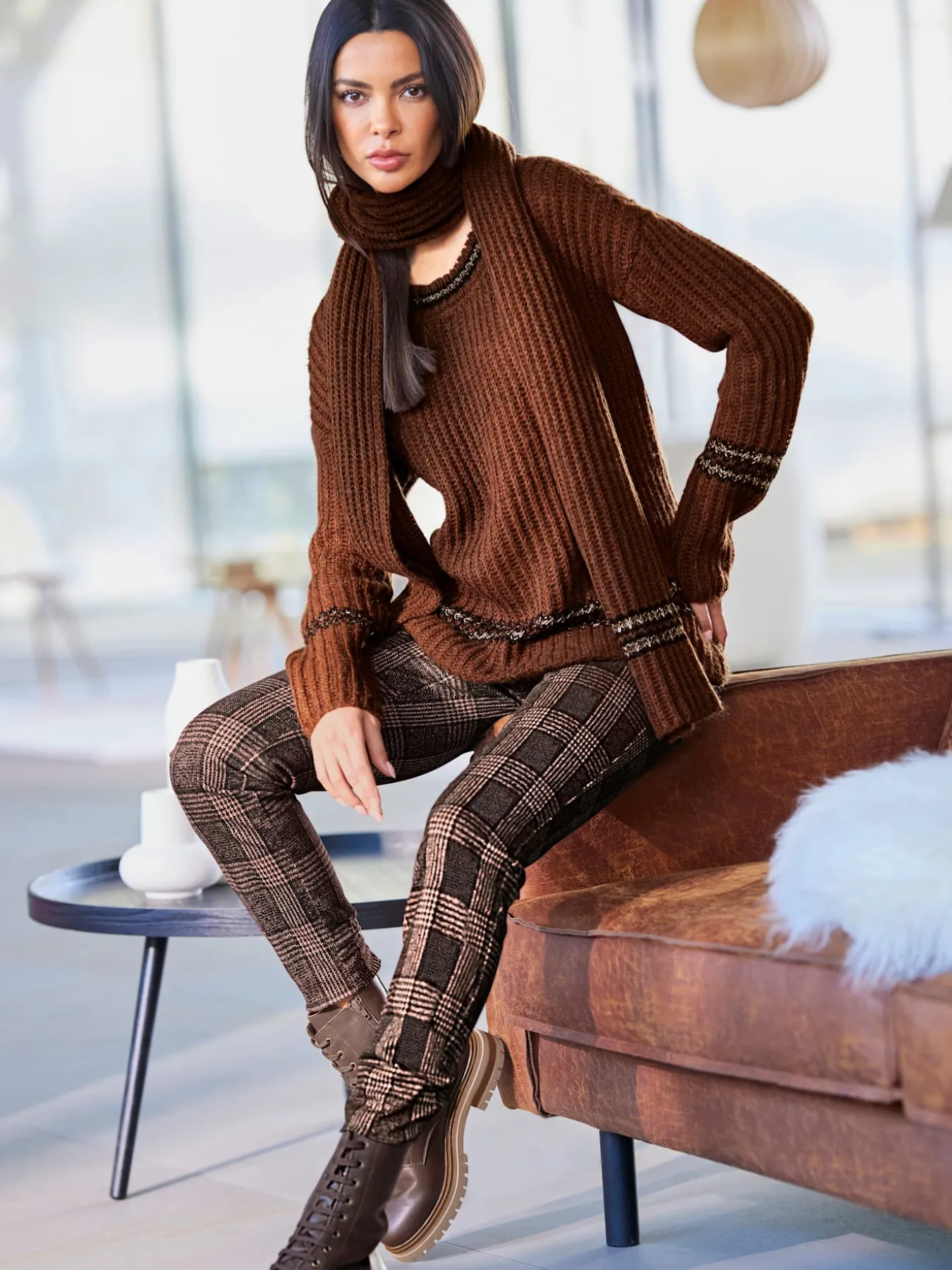 Pantalon à carreaux élasthanne