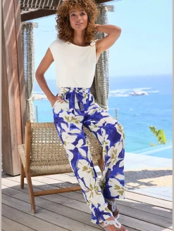 Pantalon avec large ceinture élastique