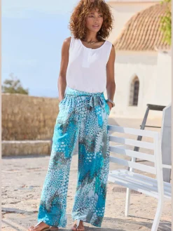 Pantalon ceinture à nouer élastique et fixe