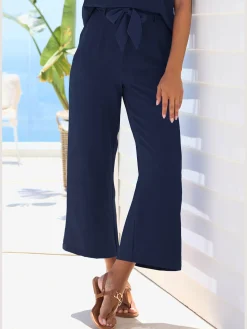 Pantalon ceinture élastique avec bordure volantée au dos