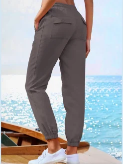Pantalon ceinture élastique avec lien à nouer