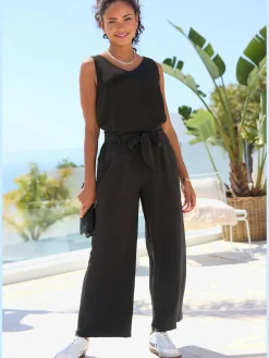 Pantalon ceinture élastique avec bordure volantée au dos