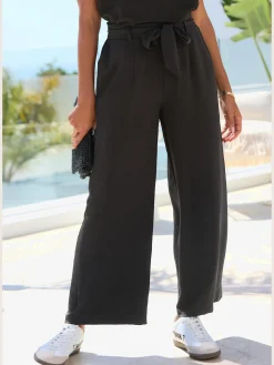 Pantalon ceinture élastique avec bordure volantée au dos
