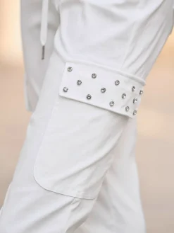 Pantalon ceinture élastique, coulisse et lien à nouer