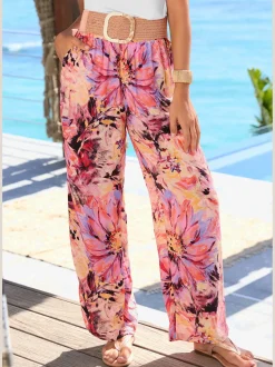 Pantalon ceinture lisse devant