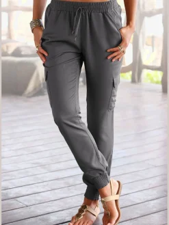 Pantalon ceinture smockée élastique et coulisse
