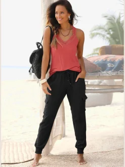 Pantalon ceinture smockée élastique et coulisse