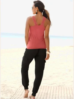Pantalon ceinture smockée élastique et coulisse