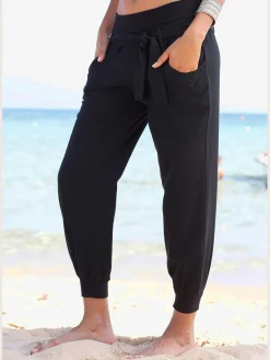 Pantalon de plage large ceinture en jersey
